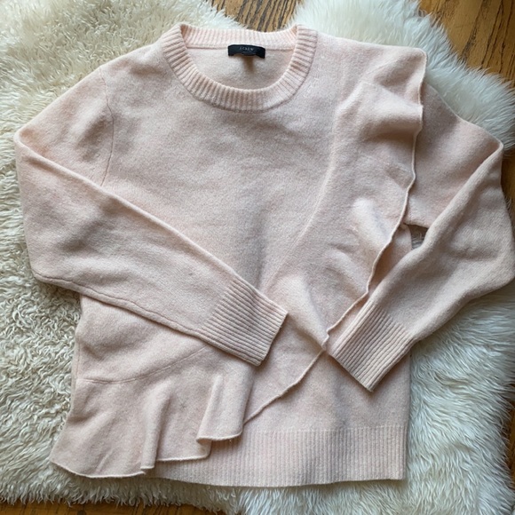 Pink Jcrew Ruffle Front Marino Wool Sweater - Picture 2 of 8